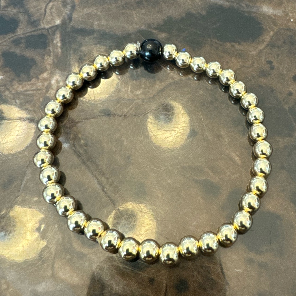Unisex 14kt Gold Beaded Bracelet 5mm
